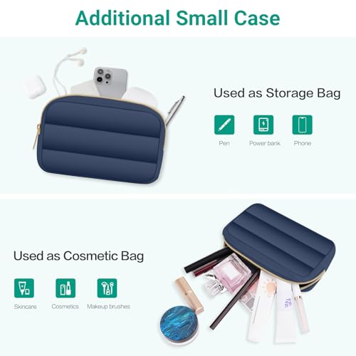 MOSISO Laptop Case 16 inch, 15-15.6 inch Puffy Laptop Sleeve Compatible with MacBook Pro 16 M5 M4 M3 M2 M1, HP Dell ASUS Acer Toshiba Lenovo, Polyester Horizontal Bag with Small Case, Midnight Blue - color: Midnight Blue, size: 16 inch
