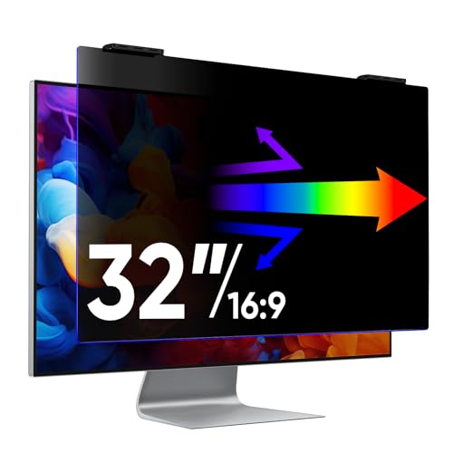 32 Inch Privacy Screen Protector & Anti Blue Light | Hanging Computer Monitor Filter for 16:9 Widescreen,Reduces Eye Strain,Blue Light Blocker for LCD TV PC Desktop (1 Pack) - color: 1 Pack, Diagonal 32"