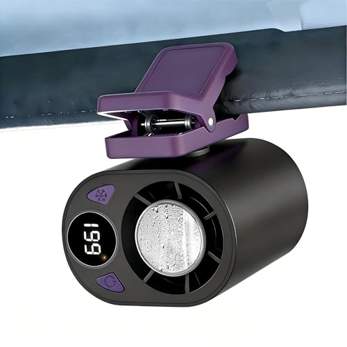 Foluu 199 Speeds Portable Clip Fan with LED Display, 18000RPM Turbo Cooling Personal Fan for Car, Desk, Umbrella, Waist, 360°Rotatable Rechargeable Mini Fan for Outdoor Camping Hiking (Black) - color: Black