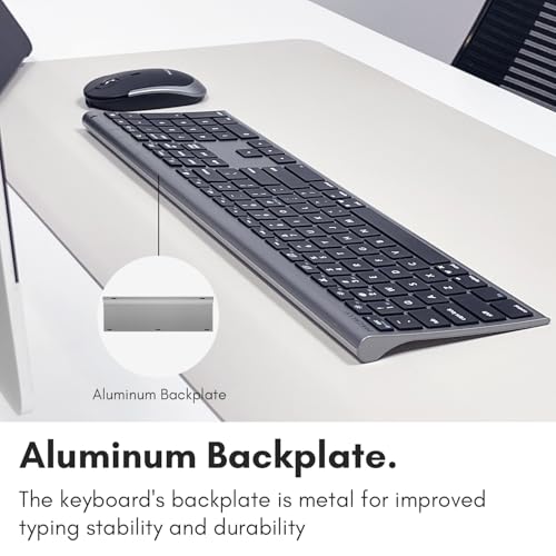Macally Premium Bluetooth Keyboard and Mouse for Mac | Compatible Wireless Apple Keyboard and Mouse Combo (110 Keys Multi-Device Rechargeable) for MacBook Pro/Air and iMac - Space Gray - color: Space Gray