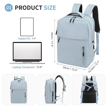 Lightweight Commute Backpack for Men & Women, Water-Resistant Travel Daypack with 15.6-Inch Laptop Compartment & Anti-Theft Pockets, Dusty Blue - color: Dusty Blue