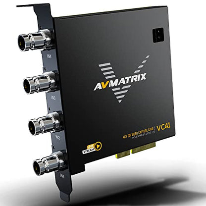 AVMATRIX PCIE Capture Card for PC, 4CH SDI with 1080P60 Ultra-Low Latency for Multi-Channel Live Streaming, Video Conferencing, Online Education, telemedicine Broadcasting on PC/Mac - color: PCIE-4CH SDI