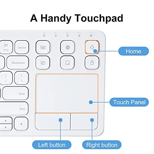 SANWA Multi Device Bluetooth Keyboard with Touchpad, Rechargeable Keypad with Trackpad for Laptop Desktop Computer PC iPad/iPhone Tablet, Compatible with MacBook, Windows, Android, iOS, White - style: White