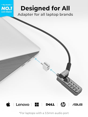 Laptop Lock Adapter for Security Lock | Adds Security Slot To Any Laptop inc MacBook | Use With Standard T-Shaped Bar Cable Locks | No Adhesive Needed
