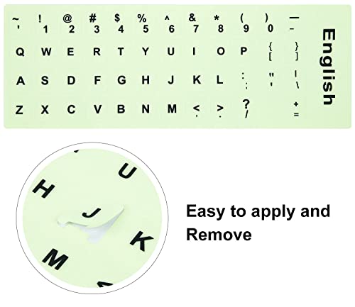 2PCS Pack Universal English Keyboard Stickers Glow in The Dark, Keyboard Letters Stickers for Computer Laptop Notebook Desktop (English-Glow) - color: English-Glow