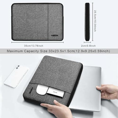 Hseok Laptop Case 13.3 14 inch Sleeve, Rainproof & Shockproof Carrying Case Compatible with MacBook Pro/Neo 14 M5/M4/M3/M2/M1,13.3 MacBook Air/Pro,XPS 14 and Most 13"-14" Notebook Tablet,Gray-Black - color: Dark Gray-black
