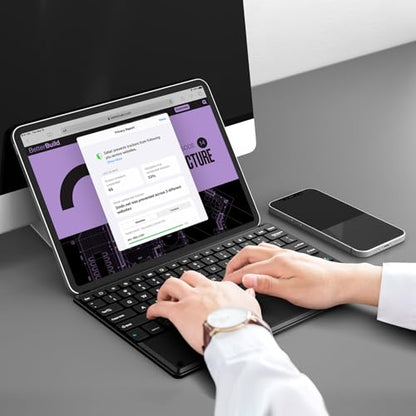 FINTIE Ultrathin Wireless Bluetooth Keyboard with Touchpad for iPad Tablets | For iOS, Samsung Galaxy, Nexus and Other Android and Windows Device, 4mm Slim Design, Built-in Multi-touch Trackpad
