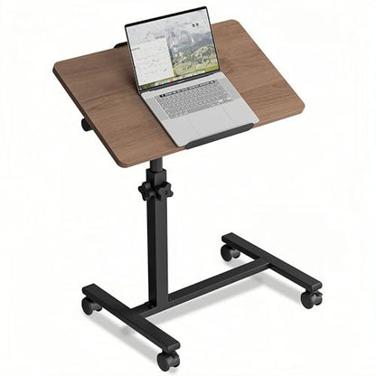 Office Carts & StandsOverbed Table Adjustable Height with Wheels Rolling Laptop Desk Medical Bed Tables Couch Tray Table-Brown - color: Brown