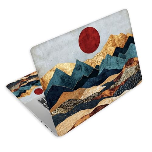 Universal Laptop Skin Decal, 3-Piece Vinyl Protector for 12 13 14 15.6" Notebook, Waterproof Anti-Scratch, Easy Trim & Bubble-Free Finish, Minimalist Landscape with Mountains - color: Minimalist Landscape with Mountains