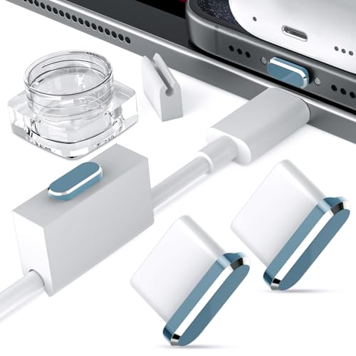 USB C Dust Plugs for iPhone 17 16 Pro Max 15 Plus 16e 17e,2 Pack Anti Dust | Cover for Samsung S26 Ultra A17 A16 S25 FE S23 Z Flip Pixel 10a 9a Type C Charging Port Protector with Cable Clip Clear Case - color: Grey