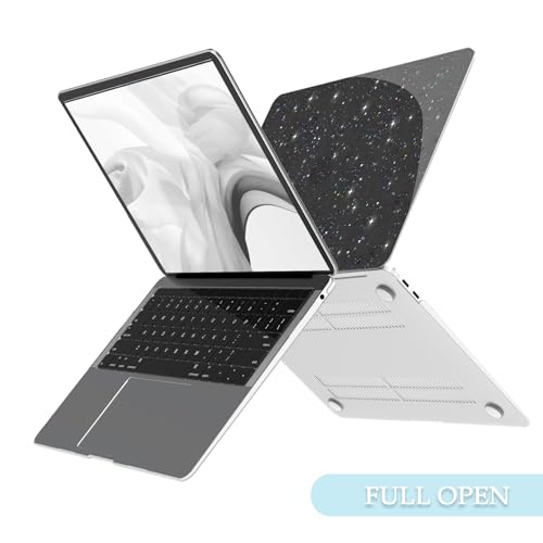 B BELK for MacBook Air 13.3 inch Case M1 A2337 A2179 A1932, Glitter Black | 2021-2018 Released, Sturdy Protective Laptop Hard Shell with 2 Keyboard Covers - color: Glitter Black