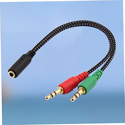 Mikikit Female to Male Headset Splitter Cable Adapter for Audio Dual Ports for Headphones and Microphone Stereo Audio Adapter for Laptops and Mobile Devices