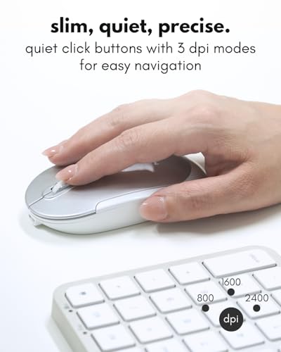 Macally Bluetooth Mac Keyboard and Mouse (Compact, Multi Device, Rechargeable) - Wireless Apple Keyboard and Mouse Combo - for Mac mini/Studio, MacBook Pro/Air, iMac, iPad, iPhone - Silver - color: Silver
