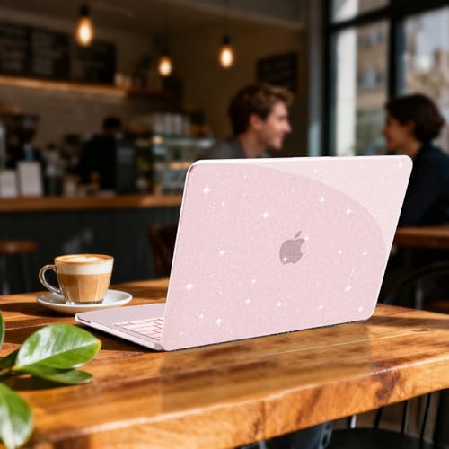 B BELK Glitter Case for MacBook Neo 13 inch 2026 Release Model A3404 | Clear Sparkly Scratch Resistant Protective Hard Shell for Mac Neo Case with Keyboard Cover & Screen Protector, Bling Pink - color: Glitter Blush