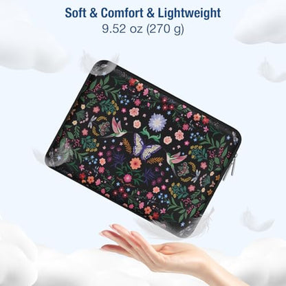 MOSISO Laptop Case 16 inch, 15-15.6 inch Laptop Sleeve with Small Case | Compatible with MacBook Pro 16 M5 M4 M3 M2 M1, HP Acer Dell Lenovo ASUS, Neoprene Hummingbird Plants Flowers Bag, Black - color: Black, size: 16 inch