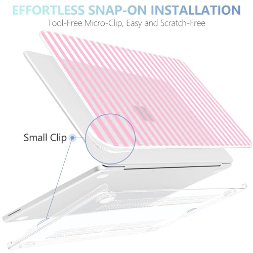 MEEgoodo Printed Case for New MacBook Neo 13 inch 2026 Release(Fit Model A3404), Laptop Hard Shell Cases with Keyboard Skin & Screen Protector & Webcam Covers, Pink Stripes - color: Pink Stripes