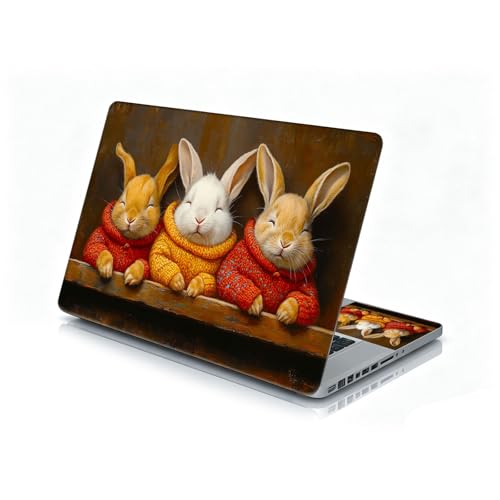 Universal Laptop Skin Sticker Decal, 12"-15.6" Aesthetic Vinyl Wrap, Cozy Bunnies in Sweaters Waterproof Notebook Cover Art Protector for MacBook HP Dell Lenovo, Fits 13" 14" 15" 15.6" - color: Cozy Bunnies in Sweaters