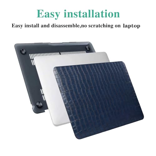 Case for Crocodile MacBook Pro 14 inch 2026-2021 M5 M4 M3 M2 M1 Logo Cutout | Luxury Alligator Skin Textured Leather Hard Case+Keyboard Cover (A3426 A3427 A3434 A3112 A3185 A3401 A2918 A2992 A2779 A2442) - color: # Crocodile Skin Blue