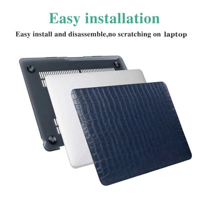Crocodile Logo Cutout Case for MacBook Air 15 inch 2026-2023 M5 M4 M3 M2 | Model A3448 A3241 A3114 A2941, Crocodile Alligator Skin Luxury Texture Leather Hard Shell Mac Air 15 Case+Keyboard Cover,Blue - color: # Crocodile Skin Blue