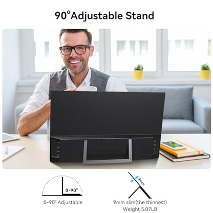 23.8" Portable Touchscreen Monitor 100% sRGB VA FHD 1080P, 4000:1 Contrast, VESA, Built-in Speaker, w/90°Adjustable Stand USB-C HDMI 75Hz External Second Touch Screen Display for Laptop/PC/Phone