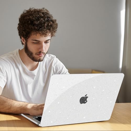 B BELK Compatible with MacBook Air 13 inch Case M5 2026-2022 M4 M3 M2 A3449 A3240 A3113 A2681, Clear Glitter Hard Shell+Keyboard Cover+Screen Protector for MacBook Air 13.6 inch Case, Sparkly Clear - color: Glitter Clear