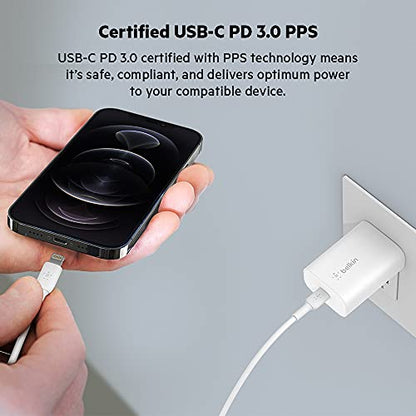 Belkin USB C Charger Block 25W - Power Delivery PPS Super Fast Charging - Apple iPhone 17, Air, Pro, AirPods, Samsung Galaxy S25, iPad, AirPods, Google Pixel 10, Nintendo Switch 2 & More - White - style: Old Gen