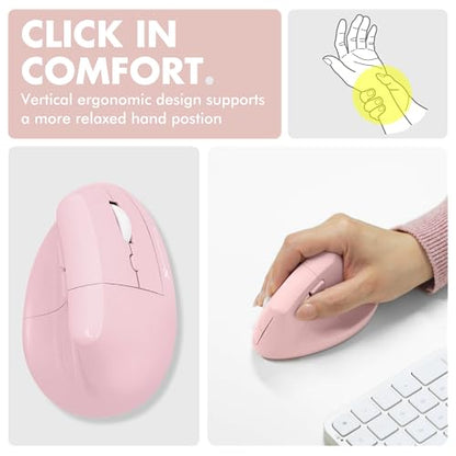 X9 Performance Wireless Vertical Ergonomic Mouse - (BT + 2.4Ghz) - Click in Comfort - Up to 4000 DPI, 6 Button, Rechargeable - Bluetooth Ergonomic Vertical Mouse Wireless - for Mac and PC - Pink - color: Pink