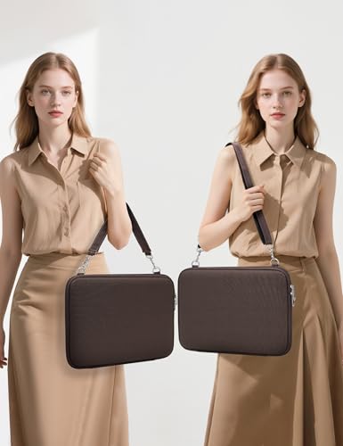 HYZUO 17-17.3 Inch Hard Shell Case Laptop Sleeve Bag Handbag, Coffee Brown | for HP Envy/OMEN 17, LenovoThinkPad P16, ASUS ZenBook Pro/VivoBook Pro 17, Dell Alienware M17, LG gram 17, Razer Blade 17 - color: Coffee Brown, size: 17-17.3 Inch