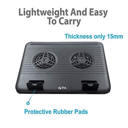 Laptop Cooler Cooling Pad 10"-16" Notebook Cooler Cooling Stand - Slim Portable USB Powered 2 Fans, Adjustable Mounts Laptop Stand Height Angle.