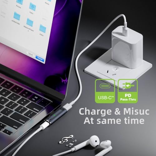 CY Audio Adapter USB-C Type-C to 3.5mm Audio DAC AUX Music 16bit 48kHz & 100W PD Power Adapter for Laptop Tablet Phone - style: USB-C to DAC 3.5mm 48kHz & PD
