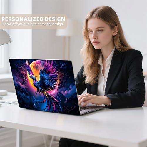Universal Laptop Skin Sticker for 12/13/14/15.6 Inch Laptops, Reusable Vinyl Laptop Decal Cover, Waterproof Scratch Resistant Notebook Skin with 2 Wrist Pads,Majestic Phoenix - color: Majestic Phoenix