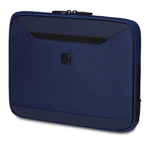 SwissGear Padded Zippered Laptop Sleeve, Micro-Twill Laptop Case with Fleece Lining & Front Webbing - color: Ballistic Navy Blue, size: 13-Inch