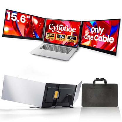 2026 New One Cable Connection Laptop Screen Extender Monitor Portable, Ultra Thin 15.6" 1080P FHD Triple Screen,Fit for 13-17" Laptop, Plug & Play Compatiable with Win/Mac/Chrome/Android - size: 15.6” One Cable Triple Screen