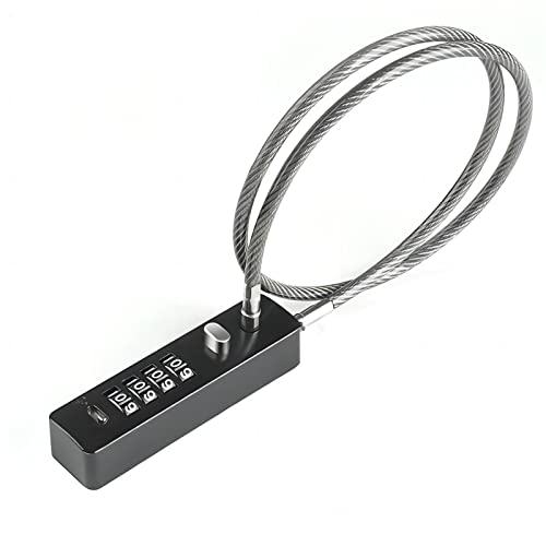 Combination Cable Lock for Outdoor Fence Gate, 904T-23.6", Black | Zinc Alloy with 4-Digit Resettable Code, PVC Coated Braided Steel Locking Cable for Small Bike, Ski, Skateboard, Scooter - color: Black, size: 904T-23.6"