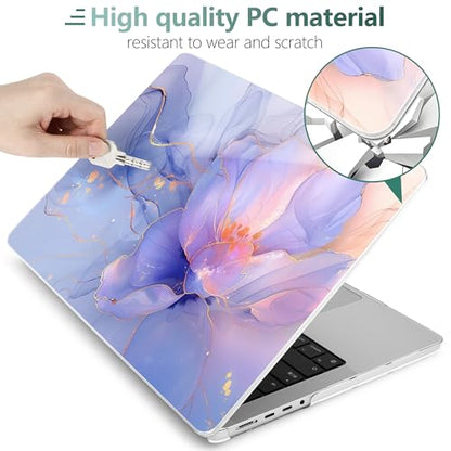 TWOLSKOO Compatible with MacBook Pro 14 inch Case M5 2026 2025-2021 Release M4 M3 M2 M1 Pro/Max Chip, Plastic Hard Shell & Keyboard Cover & USB C to USB Adapter & Screen Film, Blue Marble - color: Blue Marble
