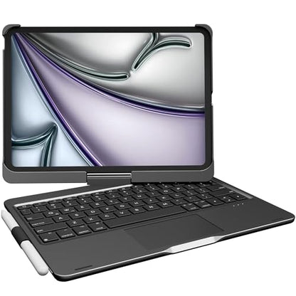 Wireless Keyboard Case for iPad Pro 11 inch M5 2025 & M4 2024 Black | Pekarejue 360 Rotatable, Pencil Holder, Multi-Touch Trackpad, Backlit Keys, Swivel Cover A3357A3358 A3359 A2836 A2837 A3006 - color: Black, size: iPad Pro 11 (M4/M5)