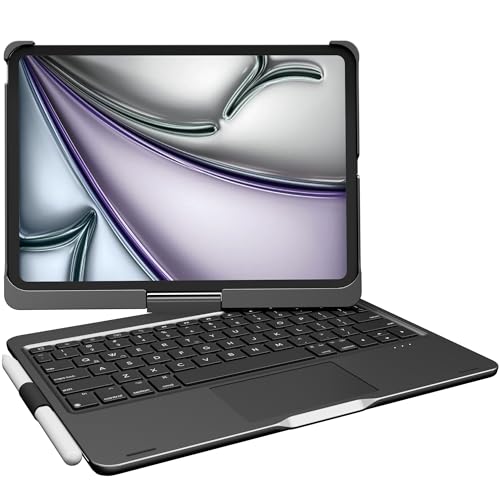Wireless Keyboard Case for iPad Pro 11 inch M5 2025 & M4 2024 Black | Pekarejue 360 Rotatable, Pencil Holder, Multi-Touch Trackpad, Backlit Keys, Swivel Cover A3357A3358 A3359 A2836 A2837 A3006 - color: Black, size: iPad Pro 11 (M4/M5)