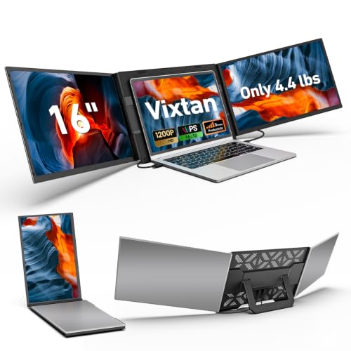 Vixtan 16.1" Triple Laptop Screen Extender, Lightweight FHD IPS Portable Monitor for Laptop, USB-C Plug & Play Multi Screen Attachment for 13-17.3" laptops with Windows/Mac/Chrome - color: 16" Space Silver