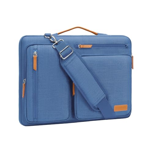 MOSISO 360 Protective Laptop Shoulder Bag,15-15.6 inch Computer Bags Compatible with MacBook Pro 16 inch, HP, Dell, Lenovo, Asus Notebook,Side Open Messenger Bag with 4 Zipper Pockets, Cadet Blue - color: Cadet Blue, size: 16 inch