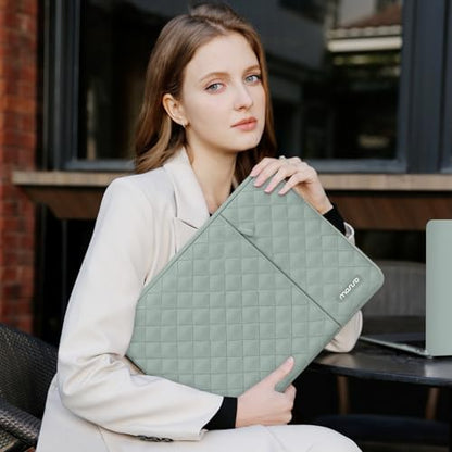MOSISO Laptop Case 16 inch, 15-15.6 inch Laptop Sleeve, Antique Green | Compatible with MacBook Pro 16 M5 M4 M3 M2 M1, HP Acer Dell Lenovo ASUS, Square Quilted Vertical Bag with Pocket&Small Case - color: Antique Green, size: 16 inch