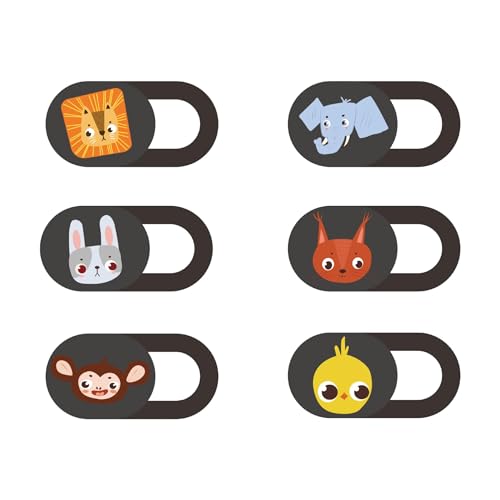 Mizi Webcam Privacy Cover Slide [6 Pack], Cute Camera Blocker Sticker, Protect Your Privacy and Security for Computer, Laptop, Tablets & Phones - Animal - color: Animal