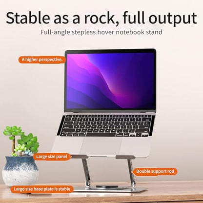 Laptop Bracket Tablet Multifunctional Desktop Lazy 360 Degree Rotation Foldable Stand Ergonomic Adjustable Notebook Holder - color: Silver