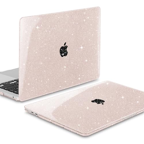 May Chen Compatible with MacBook Pro 13 inch Case 2022 2021 2020 Release A2338 M2 M1 A2251 A2289, Plastic Hard Shell Case Keyboard Cover for MacBook Pro 13 Touch Bar Fits Touch ID, Pink & Gold Glitter - color: Sakura Pink Glitter