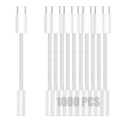 Fidioto 1000 PCS USB-C to 3.5 mm Jack Adapter, Type c Adapter for Headphones Cable Compatible with iPhone 16 Pro Max/16 Pro/16/Samsung Galaxy S24/S23/S22/S21 Ultra/iPad Pro/Pixel 8 … - color: White, size: 1000 Pack