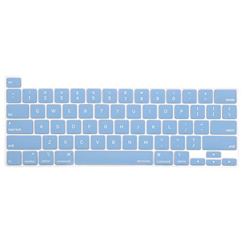 MOSISO Keyboard Cover Compatible with MacBook Pro 13 inch M2 2023, 2022, 2021 2020 M1 A2338 A2289 A2251&Compatible with MacBook Pro 16 2020 2019 A2141 Touch ID,Protective Silicone Skin, Airy Blue - color: Airy Blue