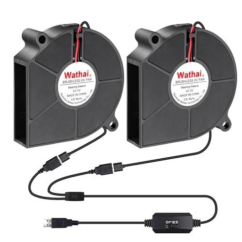 Wathai 60mm Computer Case USB Blower Fan 5V Variable Speed Controller 6015 | 2 ni 1 Small Blower Fan for Receiver DVR PlayStation Xbox Computer Cabinet Cooling 2 Pack - size: 60mm