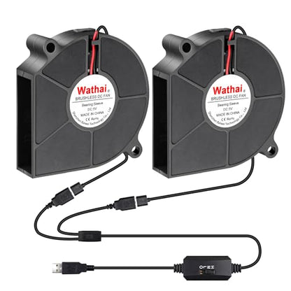Wathai 60mm Computer Case USB Blower Fan 5V Variable Speed Controller 6015 | 2 ni 1 Small Blower Fan for Receiver DVR PlayStation Xbox Computer Cabinet Cooling 2 Pack - size: 60mm