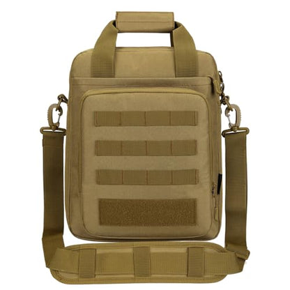 CamGo 12" Laptop Messenger Bag for Men Vertical Tactical Crossbody Shoulder Bag Small Computer Briefcase Molle Handbags - color: Brown