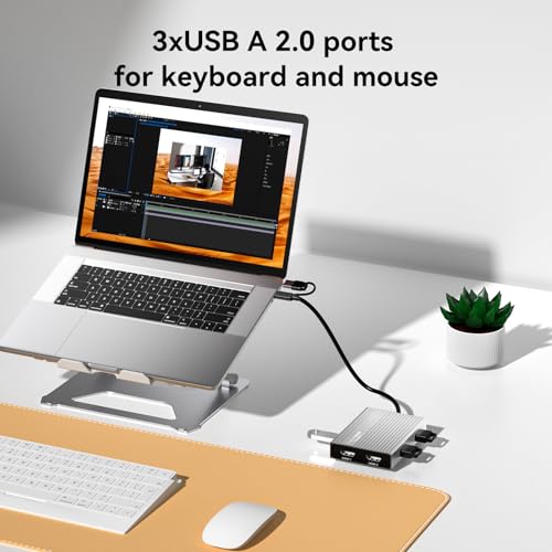 ACASIS USB C to Dual HDMI DisplayLink Adapter for Mac M1/M2/M3/M4/Windows | USB C DisplayLink Docking Station with 2HDMI 4K@60Hz, 3USB-A Ports, 100W PD Charging ,USB A/C to Dual Monitor - color: Silver