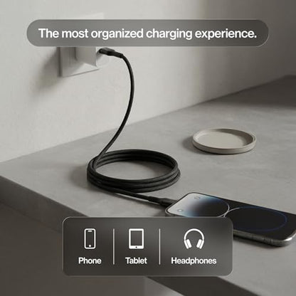 Statik MagStack USB A to Lightning Coiling Magnetic Charging Cable, 12W | MFi-certified Nylon Braided Tangle-Free, Magnetic Coiling, Data Transfer, Compatible with iPhone & iPad, 6FT Black, 3 Pack - color: Black, size: 6ft (3 Pack), style: USB-A to Lightn